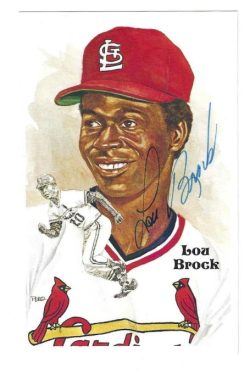 Autographed LOU BROCK St. Louis Cardinals Perez-Steele Post Card