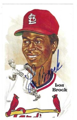 Autographed LOU BROCK St. Louis Cardinals Perez-Steele Post Card
