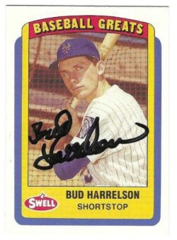 Autographed BUD HARRELSON New York Mets 1990 Swell Baseball Great Card