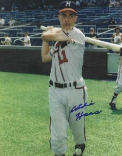 AUTOGRAPHED EDDIE HAAS 8X10 Milwaukee Braves photo