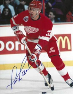 Autographed YVES RACINE 8X10 Detroit Red Wings Photo