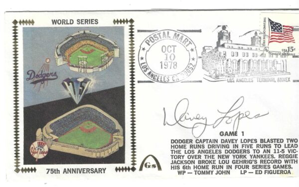 Autographed DAVEY LOPES Los Angeles Dodgers Cachet Cover