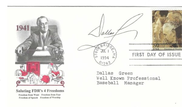 Autographed Dallas Green Cachet Cover