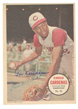 Autographed Leo Chico Cardenas Cincinnati Reds 1967 Topps Poster