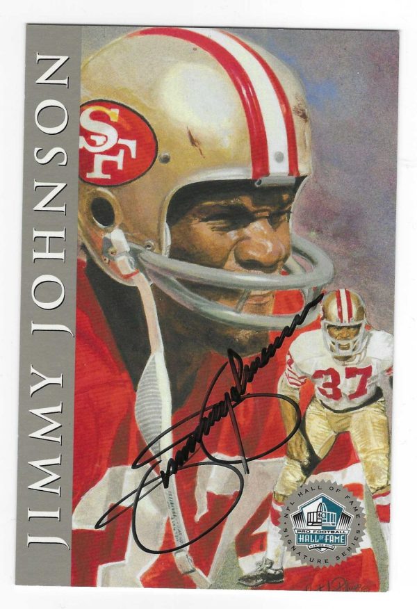 Autographed Jimmy Johnson San Francisco 49ers Ron Mix Hall of Fame Card with COA