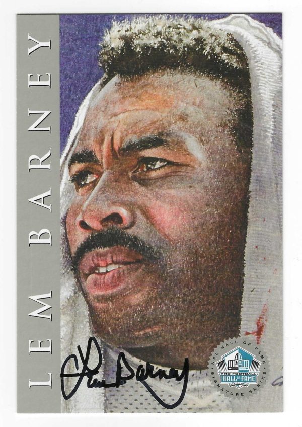 Autographed Lem Barney Detroit Lions Ron Mix Hall of Fame Card