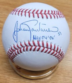 Autographed JOHAN SANTANA "AL CY 04, 06" Official Major League Baseball Beckett Witness