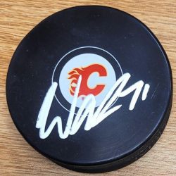 Autographed WALKER DUEHR Calgary Flames Hockey Puck