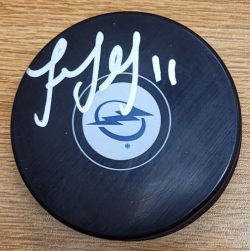 Autographed LUKE GLENDENING Tampa Bay Lightning Hockey Puck