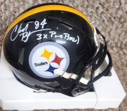 Autographed CHAD BROWN "3X Pro Bowl" Pittsburgh Steelers Mini Helmet