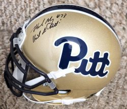 Autographed MARK MAY "Hail to Pitt" Pitt Panthers Mini Helmet
