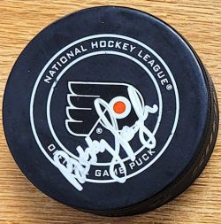 Autographed BOBBY TAYLOR Philadelphia Flyers Game Hockey Puck