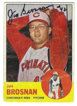 Autographed JIM BROSNAN Cincinnati Reds 1963 Topps Card