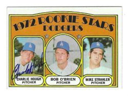 Autographed CHARLIE HOUGH Los Angeles Dodgers 1972 Topps Card