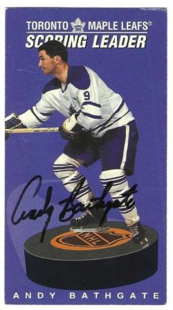 Autographed 1994 Parkhurst ANDY BATHGATE Toronto Maple Leafs Tall Boy card