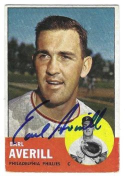 Autographed EARL AVERILL Philadelphia Phillies 1963 Topps Card