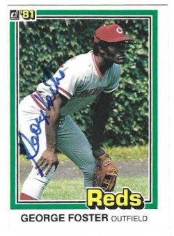 Autographed GEORGE FOSTER Cincinnati Reds 1981 Donruss Card