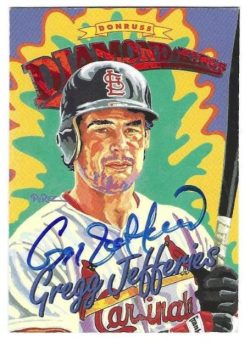 Autographed GREGG JEFFERIES St. Louis Cardinals 1994 Donruss Diamond King Card