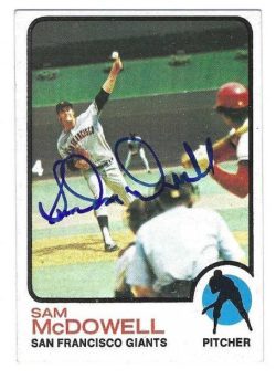 Autographed SAM MCDOWELL San Francisco Giants 1973 Topps card #511