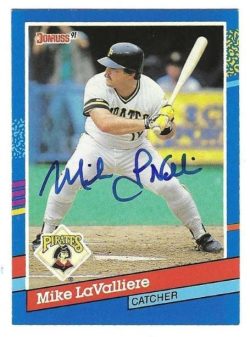 Autographed MIKE LAVALLIERE Pittsburgh Pirates 1991 Donruss Card