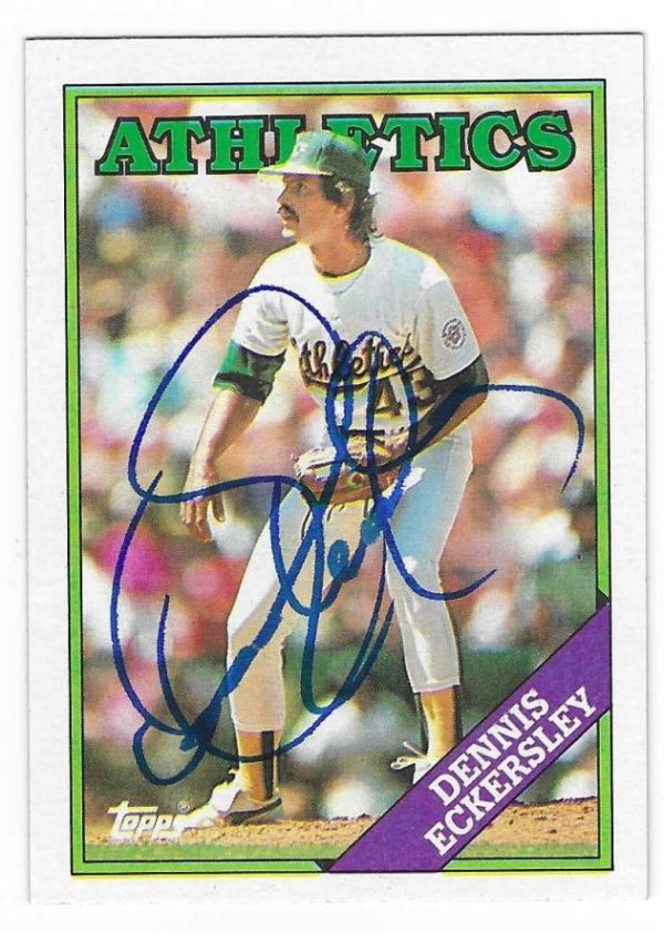 Auotgraphed DENNIS ECKERSLEY Oakland A's 1988 Topps Card
