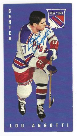 Autographed 1994 Parkhurst LOU ANGOTTI New York Rangers Tall Boy card