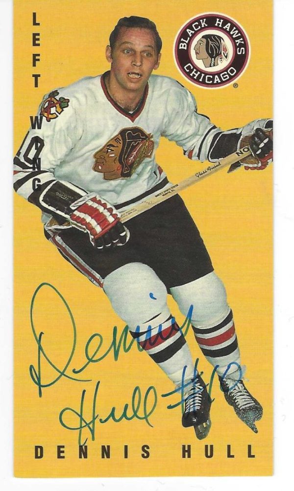 Autographed 1994 Parkhurst DENNIS HULL Chicago Blackhawks Tall Boy card