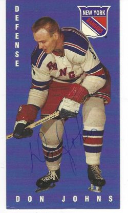 Autographed 1994 Parkhurst DON JOHNS New York Rangers Tall Boy card
