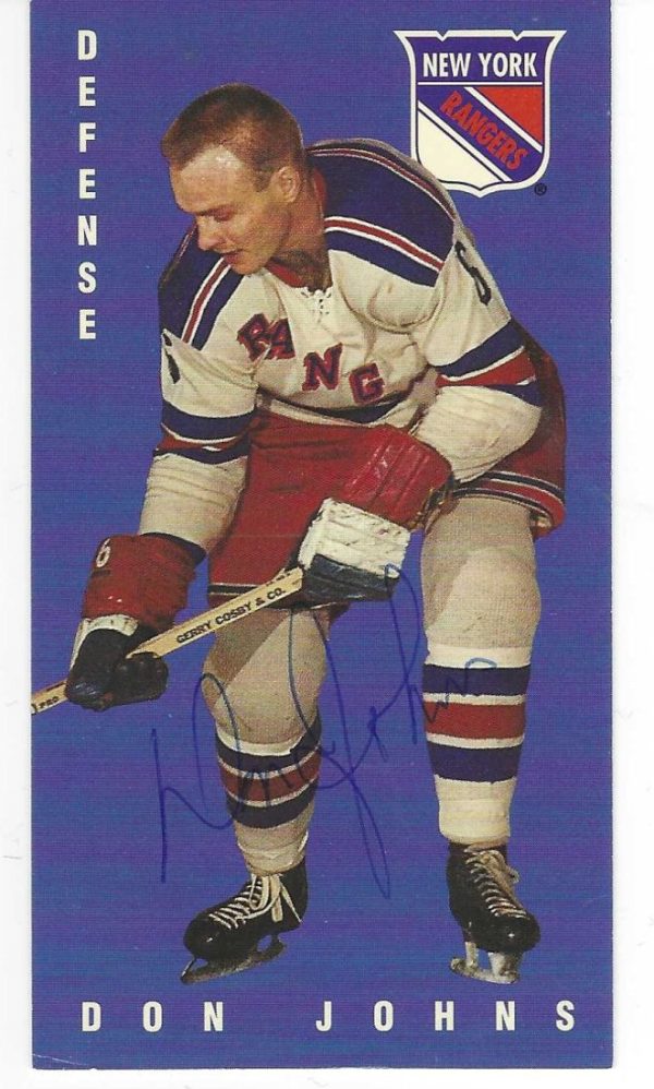 Autographed 1994 Parkhurst DON JOHNS New York Rangers Tall Boy card