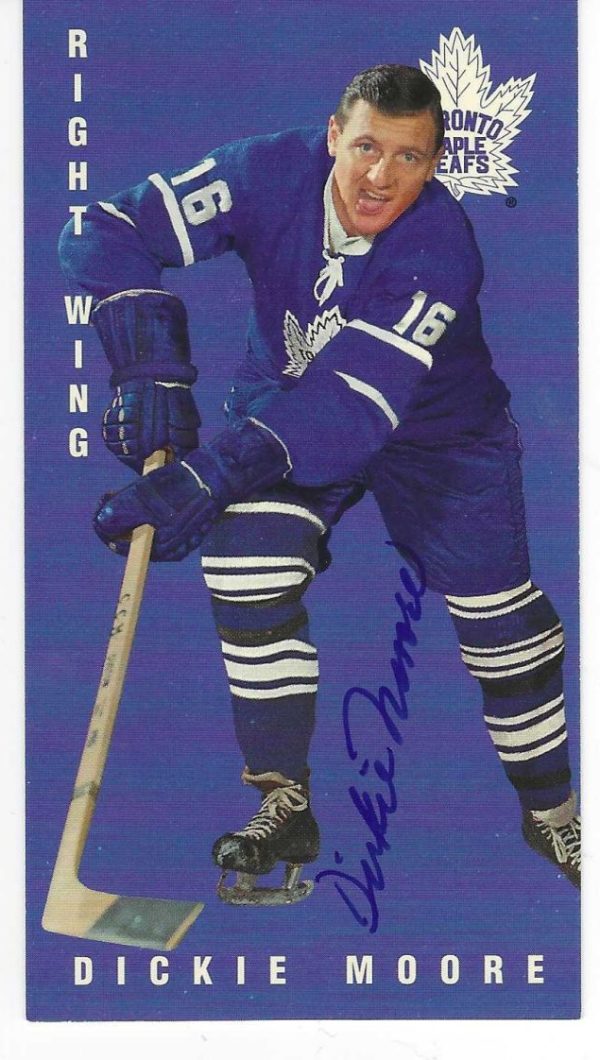 Autographed 1994 Parkhurst DICKIE MOORE Toronto Maple Leafs Tall Boy card