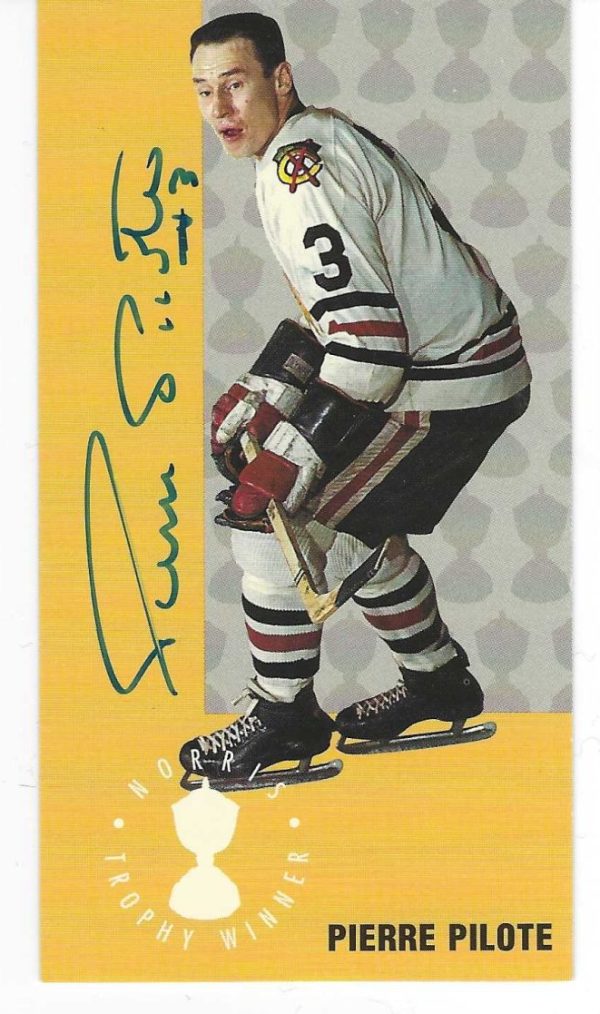 SIGNED 1994 Parkhurst card PIERRE PILOTE  Chicago Blackhawks Tall Boy