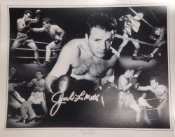 Autographed JAKE LAMOTTA 11X14 Boxing photo