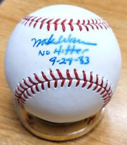 Autographed MIKE WARREN "No Hitter 9/29/83"  Official Major League Baseball