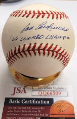 Autographed Don Cardwell "69 World Champs" Official National League Baseball JSA