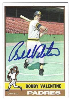 BOBBY VALENTINE San Diego Padres Autographed 1976 Topps Card