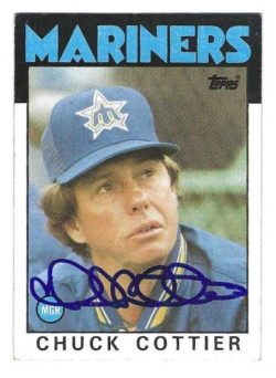 Autographed CHUCK COTTIER Seattle Mariners 1986 Topps Card