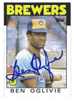 Autographed BEN OGLIVIE Milwaukee Brewers 1986 Topps Card