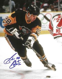 Autographed GORDIE ROBERTS 8x10 Pittsburgh Penguins Photo