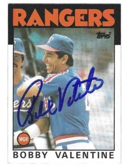 BOBBY VALENTINE Texas Rangers Autographed 1986 Topps Card