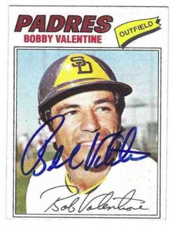 BOBBY VALENTINE San Diego Padres Autographed 1977 Topps Card