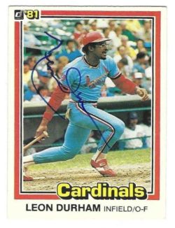 Autographed LEON DURHAM St. Louis Cardinals 1981 Donruss Card