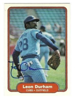 LEON DURHAM Chicago Cubs Autographed 1982 Fleer Card