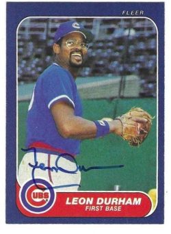 LEON DURHAM Chicago Cubs Autographed 1986 Fleer Card