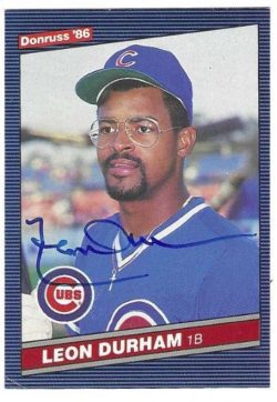 Autographed LEON DURHAM Chicago Cubs 1986 Donruss Card