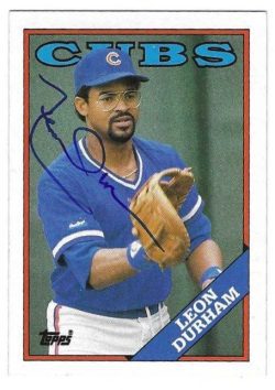 LEON DURHAM Chicago Cubs Autographed 1988 Topps Card