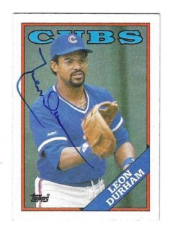 LEON DURHAM Chicago Cubs Autographed 1988 Topps Card