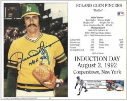 Autographed ROLLIE FINGERS  8X10 Oakland A's HOF Induction Photo Card