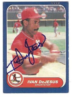 Autographed IVAN DEJESUS St. Louis Cardinals 1986 Fleer Card