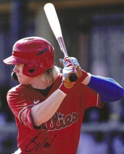 AUTOGRAPHED JORDAN VIARS 8X10 Philadelphia Phillies Photo