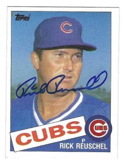 Autographed RICK REUSCHEL Chicago Cubs 1985 Topps Card